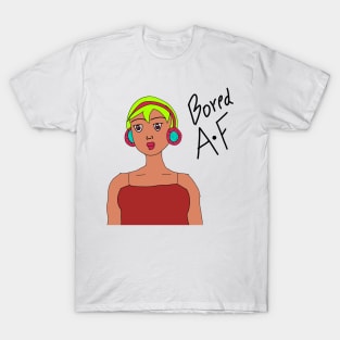 Bored A.F. Girl With Green Hair T-Shirt